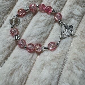Elegant Pink and Silver Beaded Bracelet
